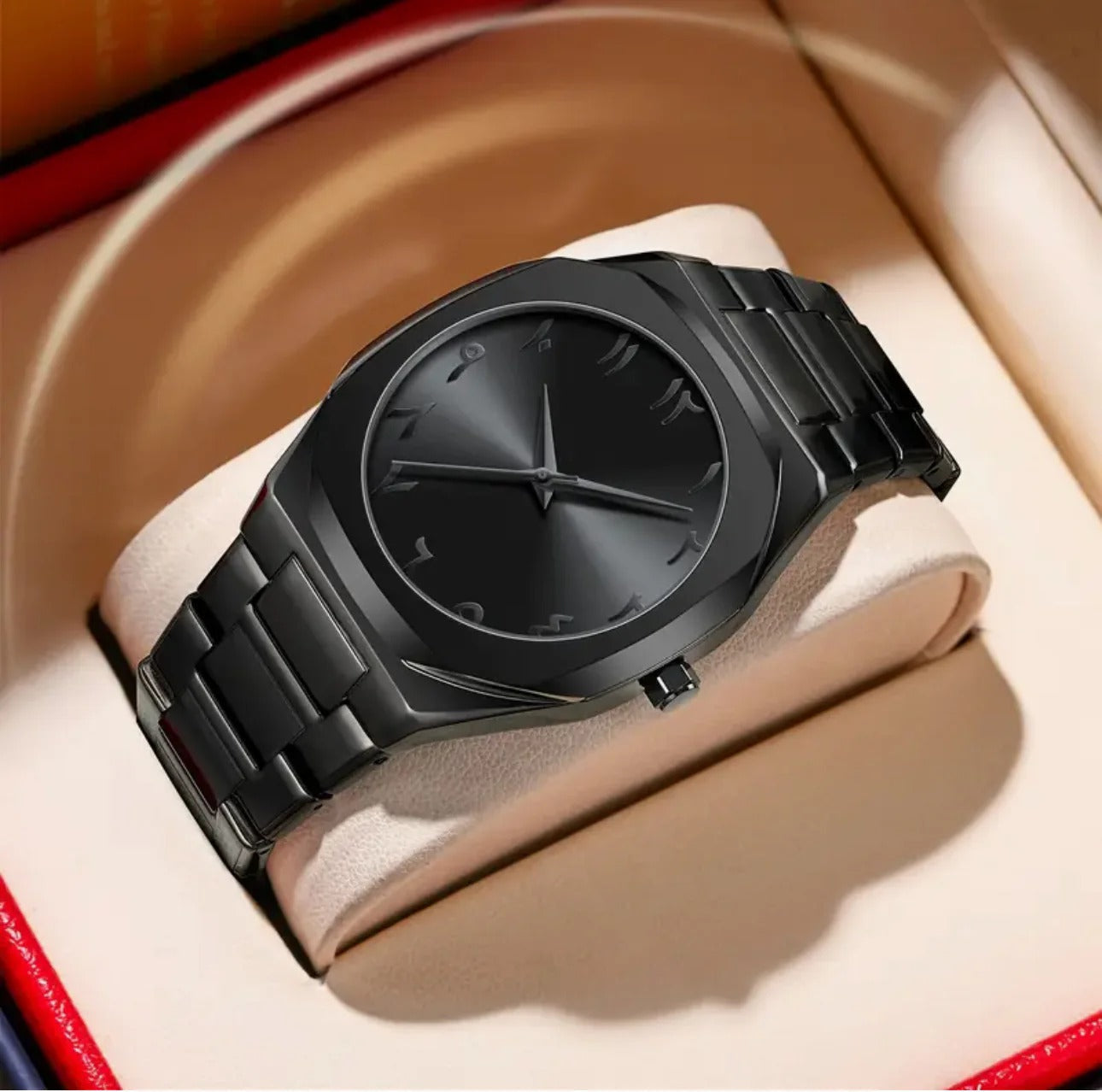 Men’s Carbon Fiber Arabic Dial Chronograph   Black Aura Watch